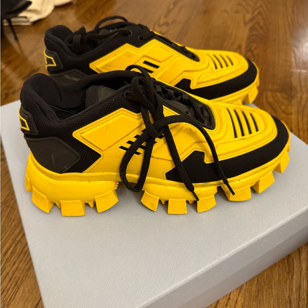 Prada Yellow and Black Sneakers cloudbust